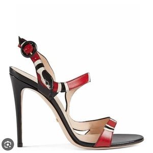 Gucci kingsnake high-heel sandal.